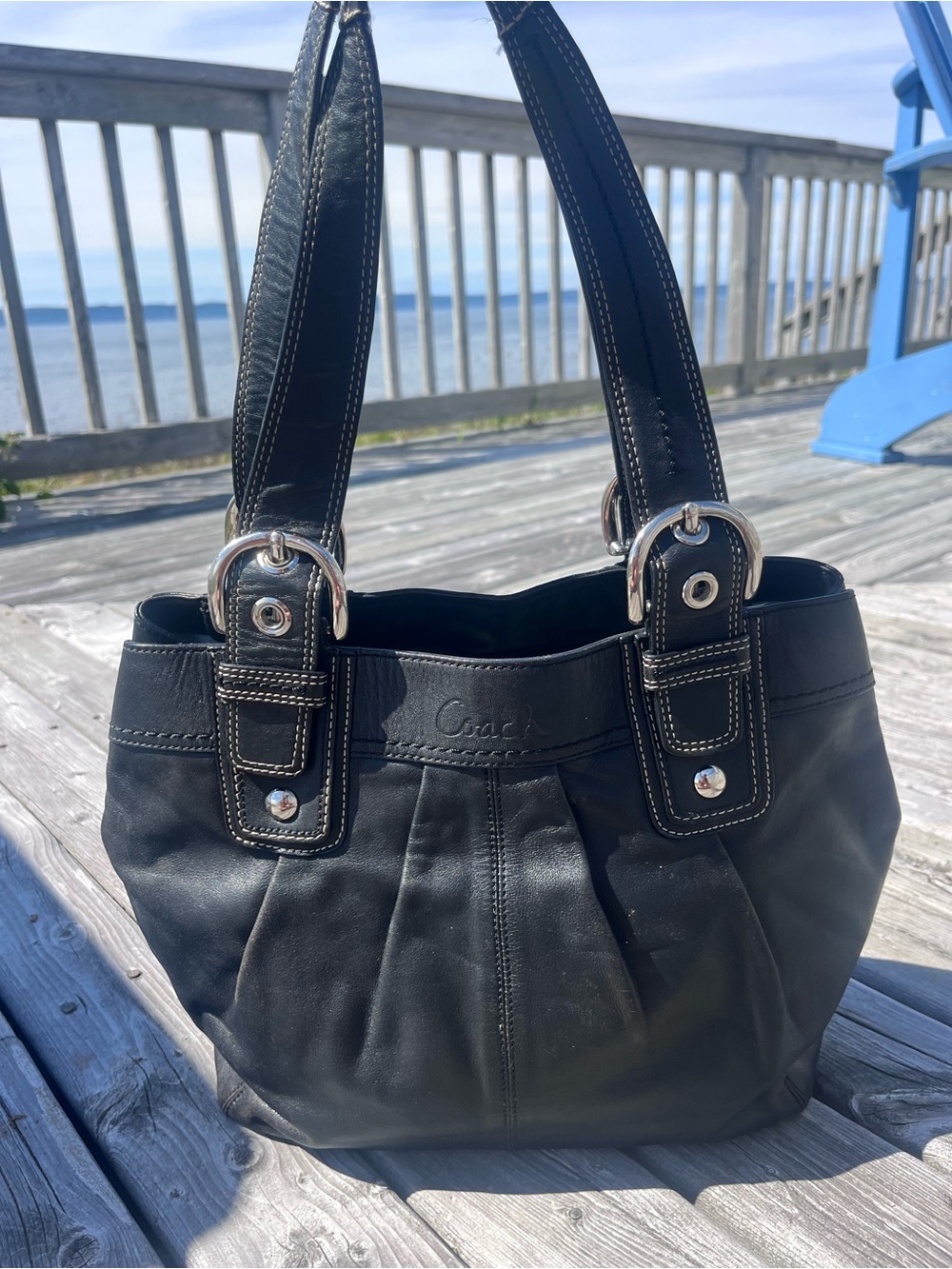 Coach Vintage Soho Y2K Pleated Leather Tote